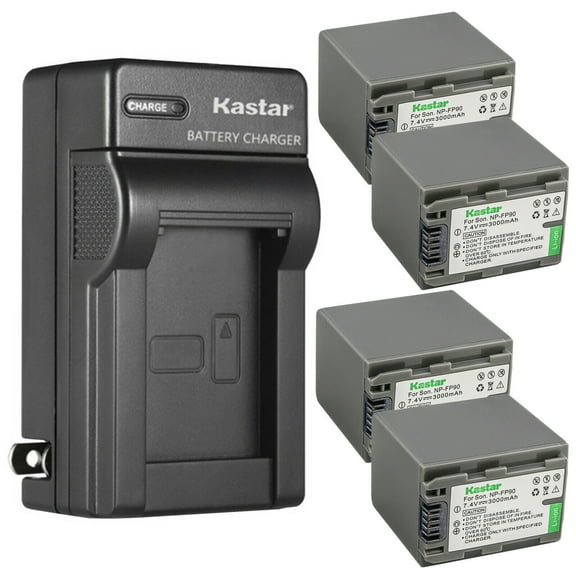 Kastar NP-FP90 / FP91 4-Pack Battery and AC Wall Charger Replacement for Sony NP-FP50 NP-FP51, NP-FP60, NP-FP70 NP-FP71, NP-FP90 NP-FP91 Battery, Sony DCR-HC40, DCR-HC41, DCR-HC42, DCR-HC43 Camcorder