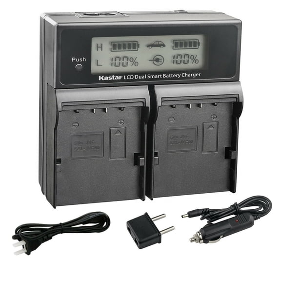 Kastar SSL-JVC50 CH04 LCD Dual Fast Charger Compatible with JVC SSL-JVC50, SSL-JVC70, SSL-JVC75, BN-S8I50 Battery, JVC GY-HM660U, GY-HM660SC Camera, DT-X Monitors Camera