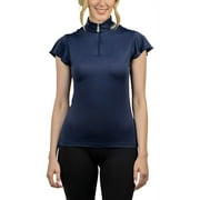 Kastel Denmark Women's Lightweight Flutter Sleeve Sun Shirt | 1/4 Zip Athletic Tops | UPF 30+ Protection (Navy, Small)