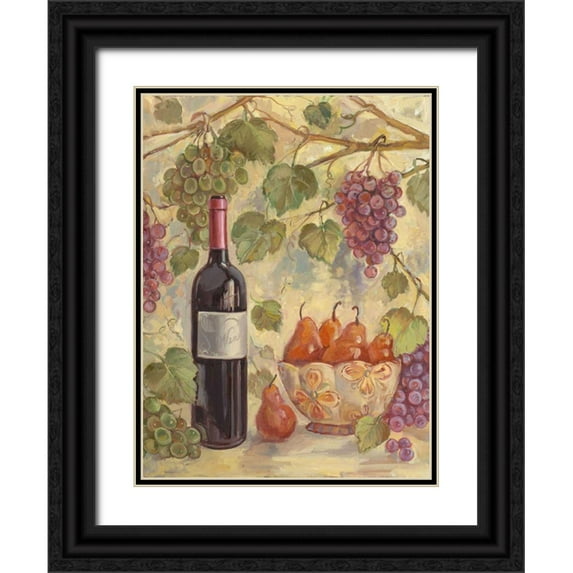 Kasun, Theresa 19x24 Black Ornate Wood Framed with Double Matting Museum Art Print Titled - Wine with Pears