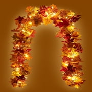 Kaszoo Fall Maple With 40 Led Garlands For Home Wedding Party, Orange Yellow Red, 9.4 Oz