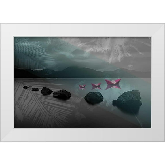 Kat 24x17 White Modern Wood Framed Museum Art Print Titled - Rocks