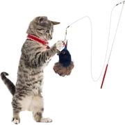 Kat Fly 2 Inch Handmade Cat Toy Teaser Turkey on Wand - Brown Feathers