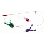 Kat Fly 3 Inch Handmade Cat Toy Teaser Wand Refill Frogs with Wand - 3pk