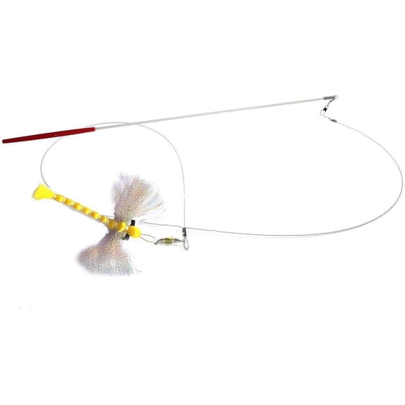 Kat Fly 3 Inch Handmade Cat Toy Teaser Wand Refill Dragonfly - Yellow Natural Material Toy