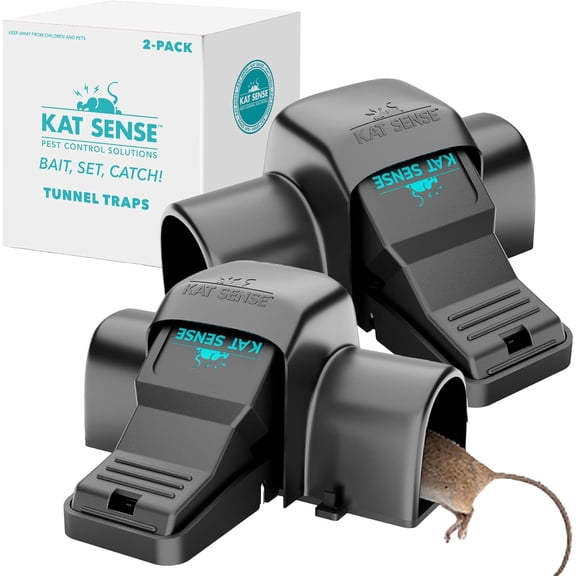 Kat Sense Covered Rat Trap & Chipmunk Trap, Prevents Accidental Triggering with Tunnel Design, Quick Action Pest Control Device, Indoor Outdoor Mouse Trap, Reusable Snap Style Rodent Control