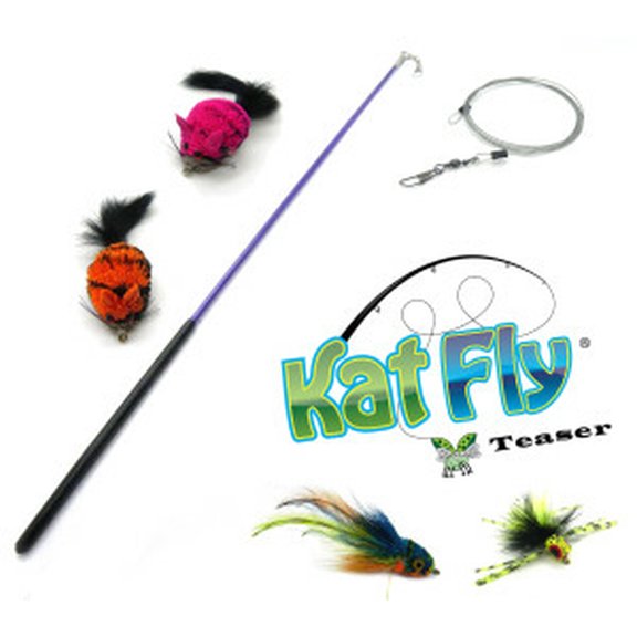 KatFly® Teaser Wand with 4 Cat Teaser Refill Attachements