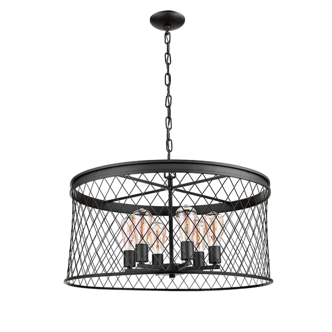Vivio Lighting Kata 6-Light Matte Black Modern Industrial Chandelier