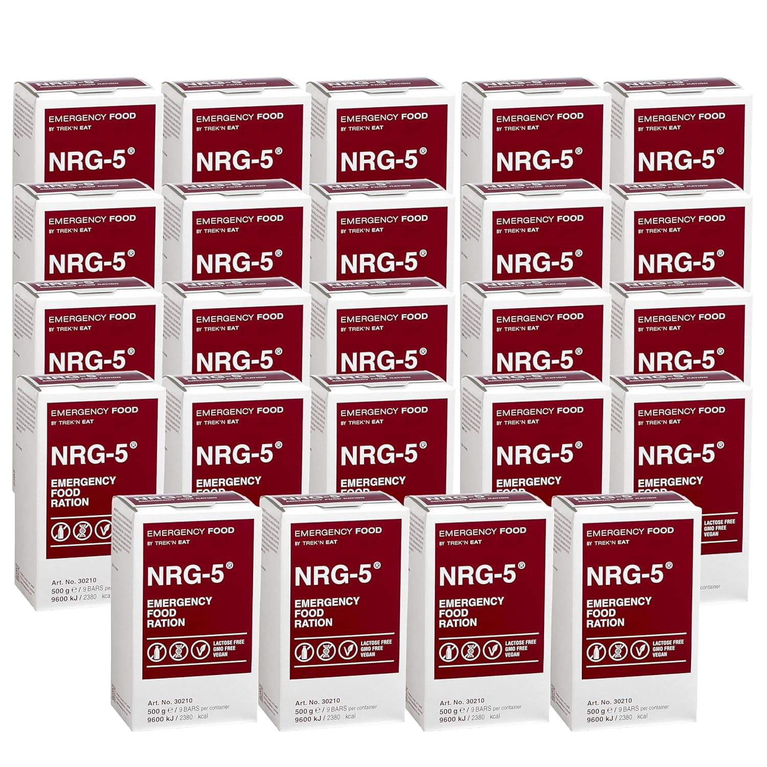 Katadyn NRG-5 Emergency Food Ration Bars, 500g Pack (24 Packs / 216 Bars), 2380 Calories per Pack, Ready-to-Eat Vegan Survival Food, Long-Term Emergency & Outdoor Nutrition