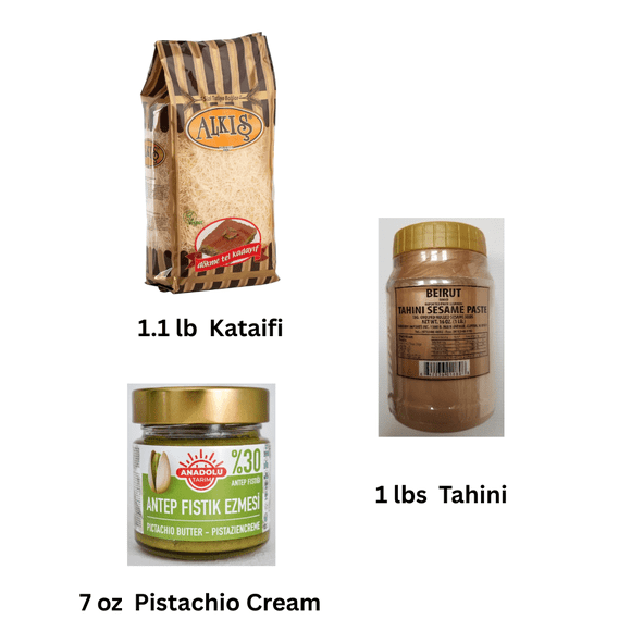 Kataifi - Pistachio Cream Bundle, Perfect Choice for Dubai Chocolate Bar, Kataifi Shredded Fillo Dough, Kadayif,Kataifi Pastry 500 gr/1.1 lb - Dubai Chocolate - Dubai Knafeh - DIY Dubai Chocolate Bar