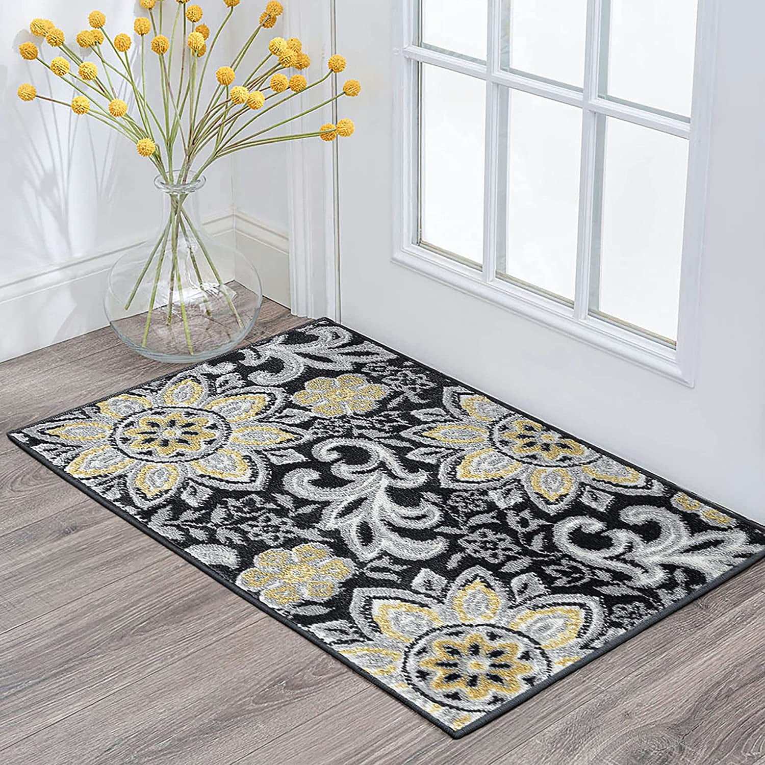 Kataleya Yellow 2X3 Entry Rug Indoor Front Door Rug Small Area Rug