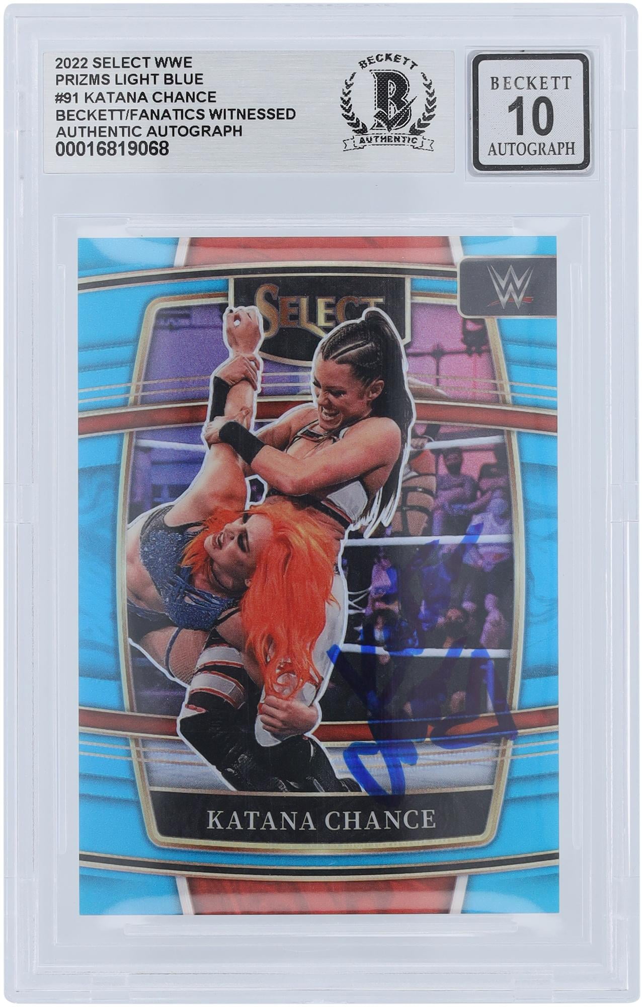 Katana Chance WWE Autographed 2022 Panini Select Light Blue Prizm #91 #/299 Beckett Fanatics Witnessed Authenticated 10 Card - Fanatics Authentic Certified