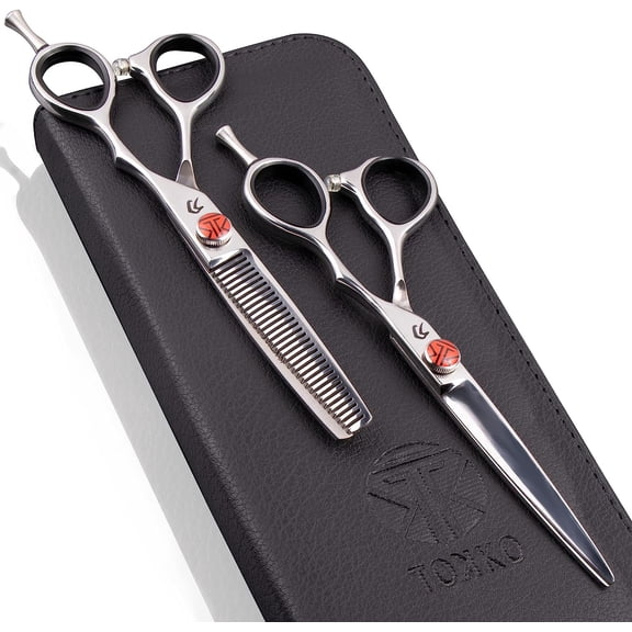 Katana Classic Professional 6.5" Shear Set by Tokko Shears, Premium 440C Japanese Steel Regular and Thinning Scissors for Barbers Salon Professionals