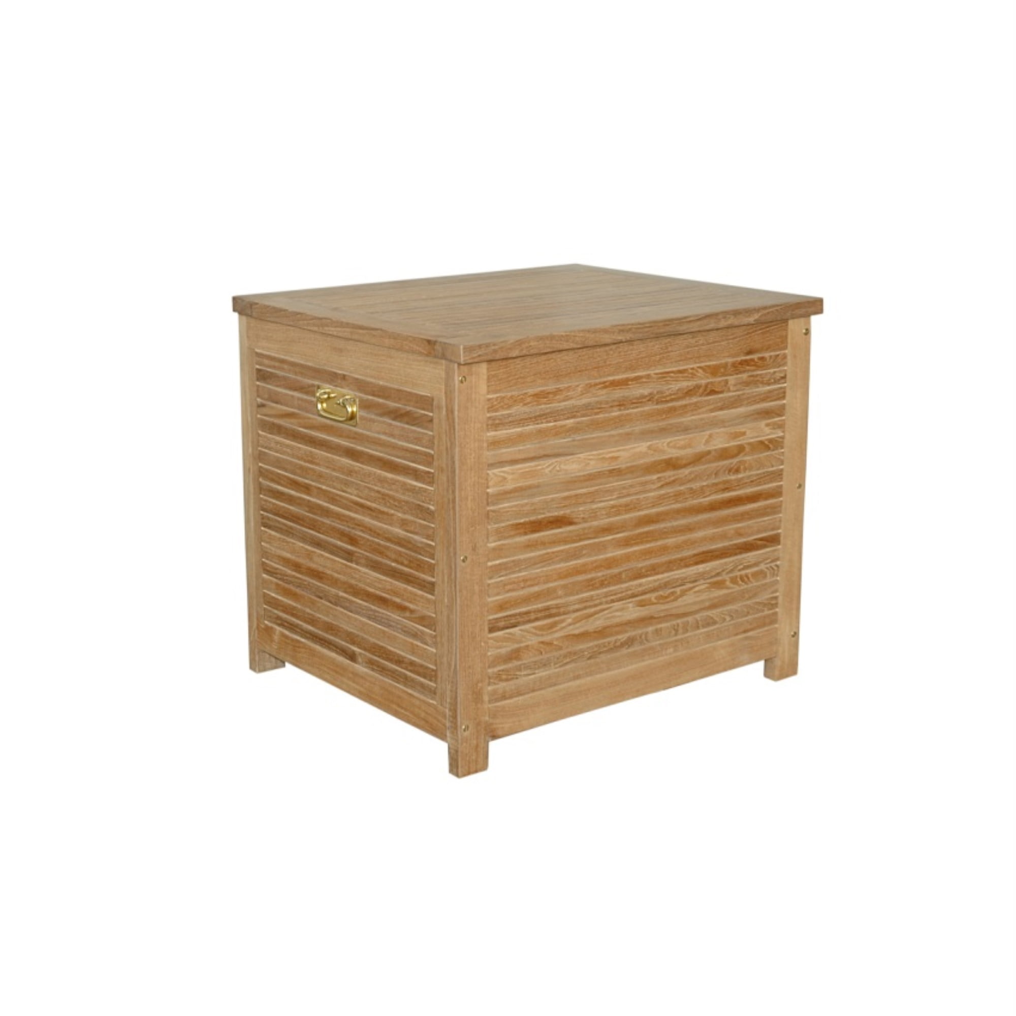 Small Teak Wood Deck Storage Box with Brass Handles