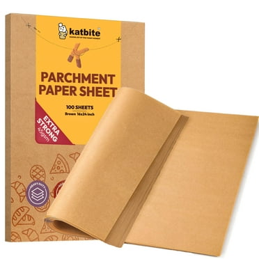 Katbite 100Pcs 16x24 Inch Precut Unbleached Parchment Paper Sheets Non-stick For Baking