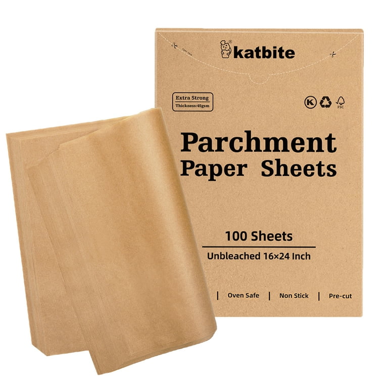 Katbite 75Pcs White Parchment Paper Sheets 12x16IN, Pre-Cut  Heavy Duty Parchment Baking Paper, Non-Stick Half Sheet White Baking  Parchment Paper for Air Fryer, Baking Cookie Pans, Oven: Home & Kitchen