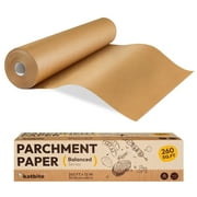 Katbite 12 x 262ft Unbleached Parchment Paper Roll, Non-Stick, Extra Long with Serrated Cutter,Balanced Series