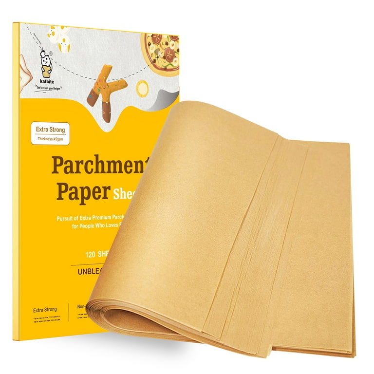 Katbite Unbleached Parchment Paper Baking Sheets, 120Pcs 12x16 Inch Precut  Parchment Paper for Baking, Heavy Duty & Non-stick, Half Sheet Paper for