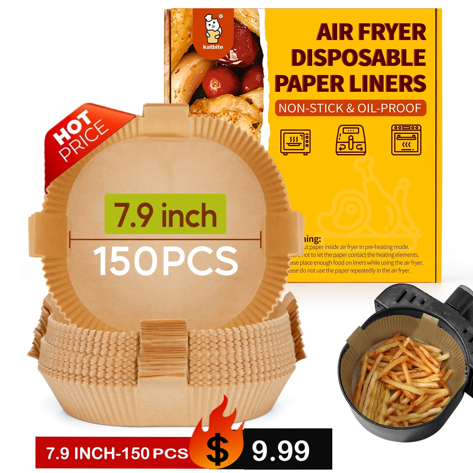 Katbite 150PCS Air fryer Dispasable Paper Liner 7.9inch NonStick