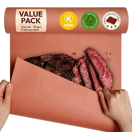 Katbite 18" Food-Grade Peach Butcher Paper Roll, Unbleached, Unwaxed & Uncoated, Perfect for Smoking Meat