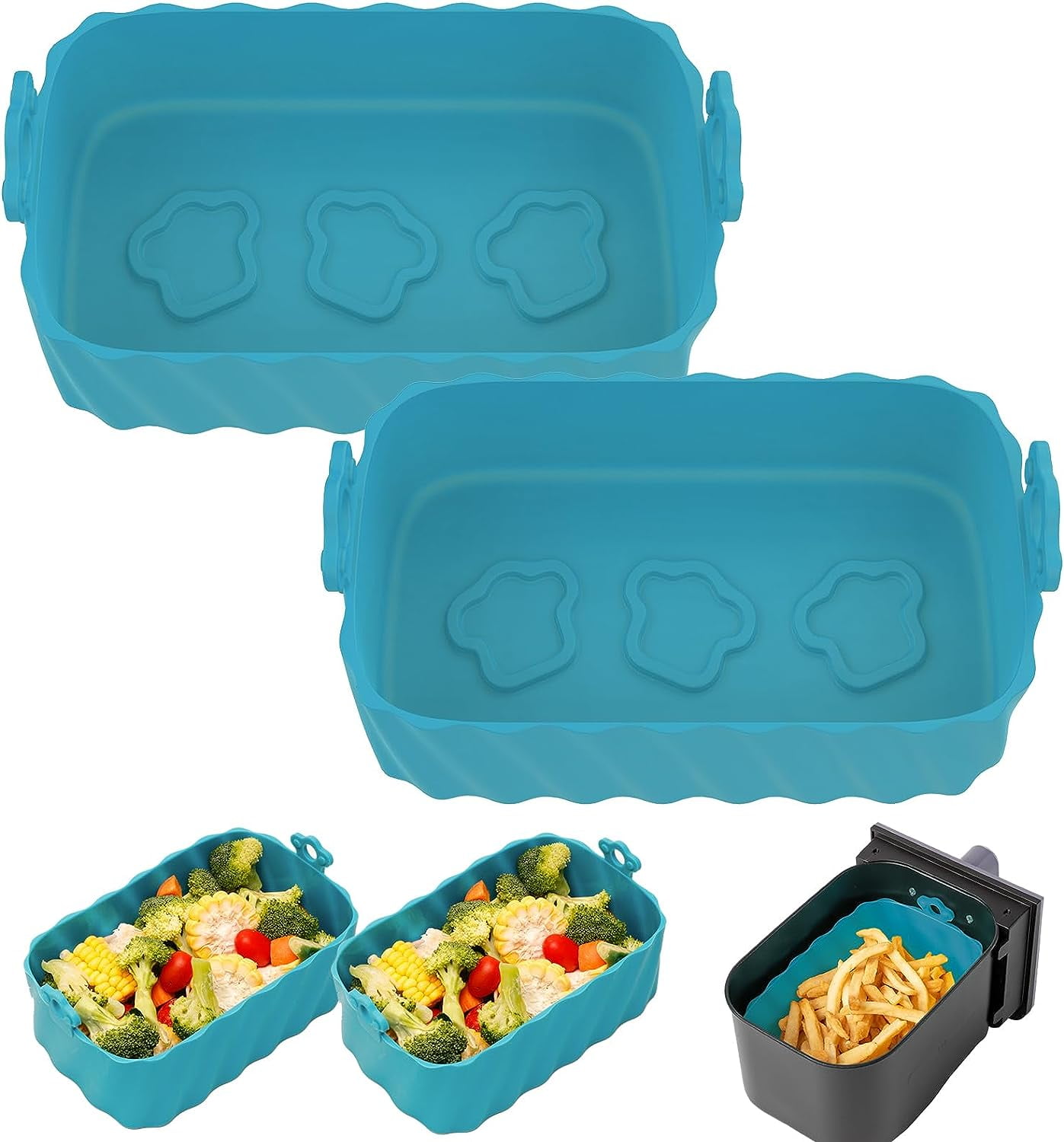 Katbite 2 Pack Air Fryer Silicone Liners Reusable Rectangle Air Fryer