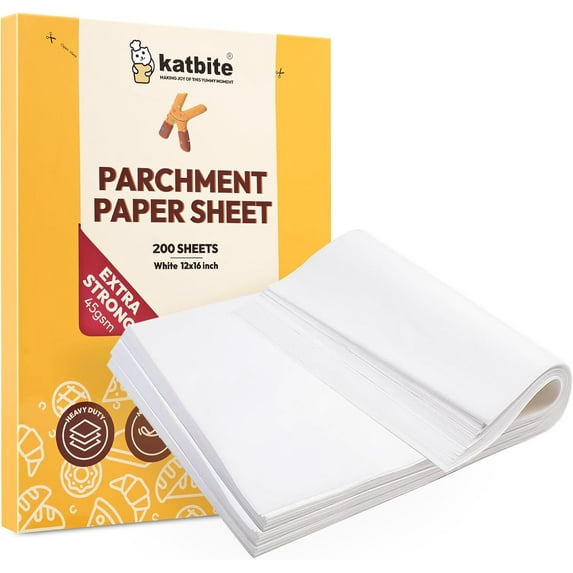 Katbite 200 Pcs 12x16 inch Heavy Duty Unbleached Flat Parchment Paper for Baking,White