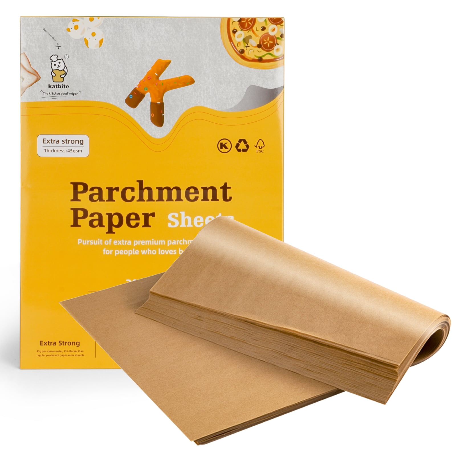 Katbite 200Pcs 12x16 In Precut Parchment Paper Sheets, Heavy Duty Flat Baking Paper Sheets for