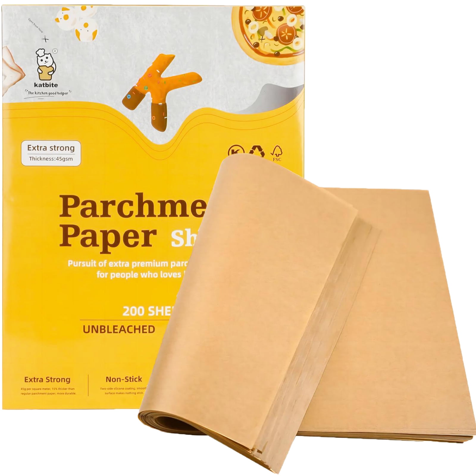 Comfy Package [12 x 16 Inch - 200 Count] Pre-Cut Baking Parchment Paper  Sheets Unbleached Non-Stick Sheets for Baking & Cooking - Kraft