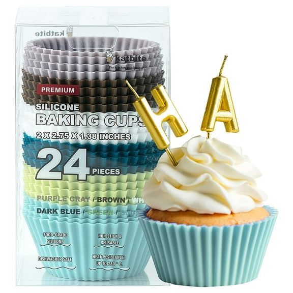 Katbite 24 PCS Multi-Color Silicone Cupcake Baking Cups Cupcake Liners
