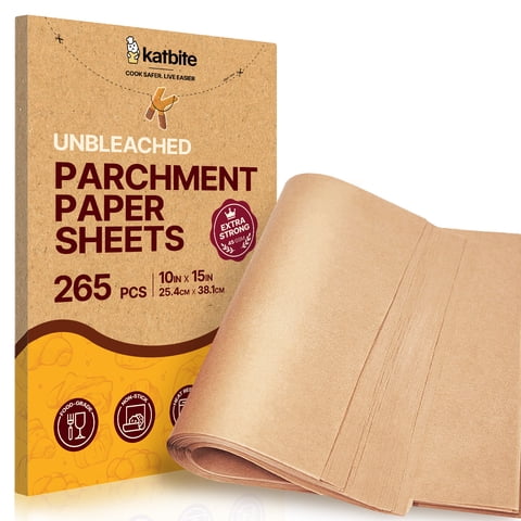 Katbite 265Pcs 10x15 inches Parchment Paper Sheets, Heavy Duty Unbleached Baking Paper