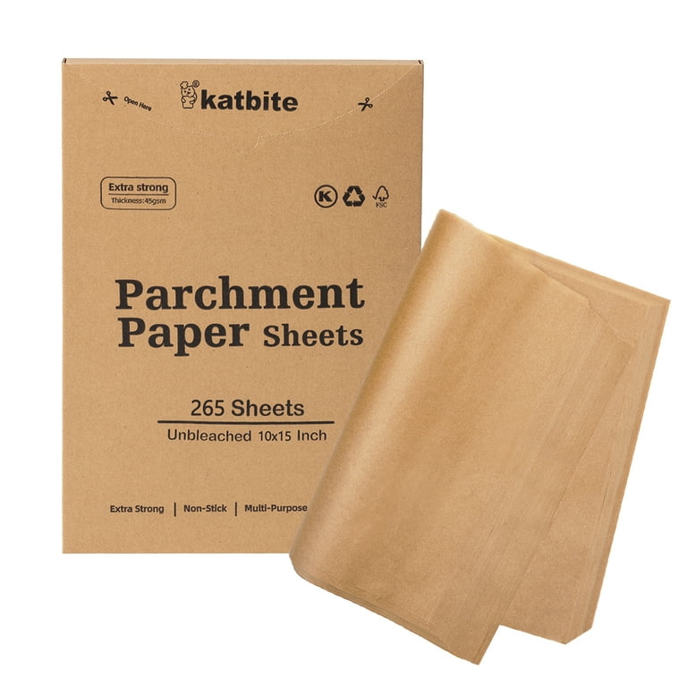 Katbite 265Pcs 10x15 inches Parchment Paper Sheets, Heavy Duty Unbleached  Baking Paper