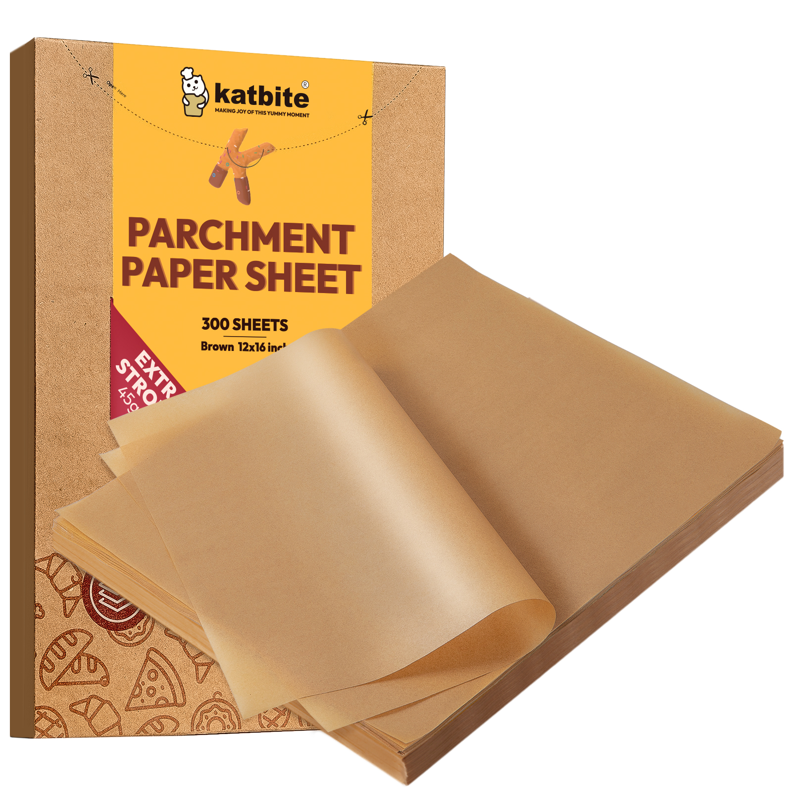 Katbite 300 Sheets 12x16 in Parchment Paper, Heavy Duty Baking Paper, Unbleached Non-Stick Sheets - image 1 of 12