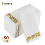 Katbite 50 Pack Gold Paper Napkins, Everyday Decorative Hand Towels Disposable- 8.5x 4-Inches Folded