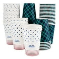 thumbnail image 1 of Katbite 50 Pcs 12 oz Disposable Paper Cups for Hot/Cold Beverages, Plaid and Star Design, 1 of 13