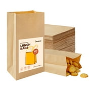 Katbite 6.1 inch Kraft Paper Bags, Brown Disposable Bread and Snack Bags, 11lb Capacity, 100 Pack