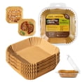 thumbnail image 1 of Katbite Air Fryer Paper Liners, 6.3 in Square, 130 Count, Unbleached, Non-Stick, Oil-Proof, Disposable, 1 of 11