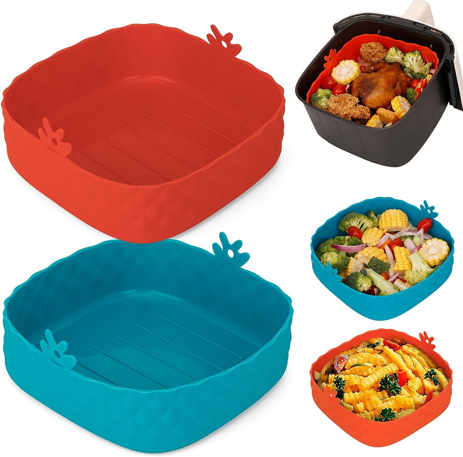 Katbite 8 inch 2pcs Silicone Air Fryer Liners Pineapple Shape Reusable