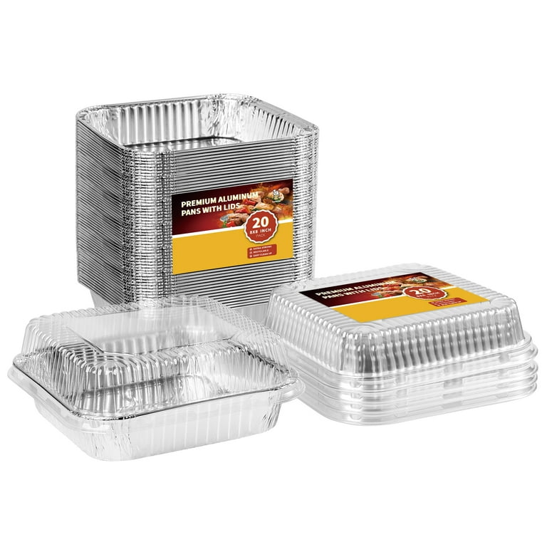 8x8 Aluminum Pans With Lids (10 Pack) 8 Inch Foil Pans With Covers - Cake  Pans - Aluminum Square Pans With Lids - Disposable Food container - great