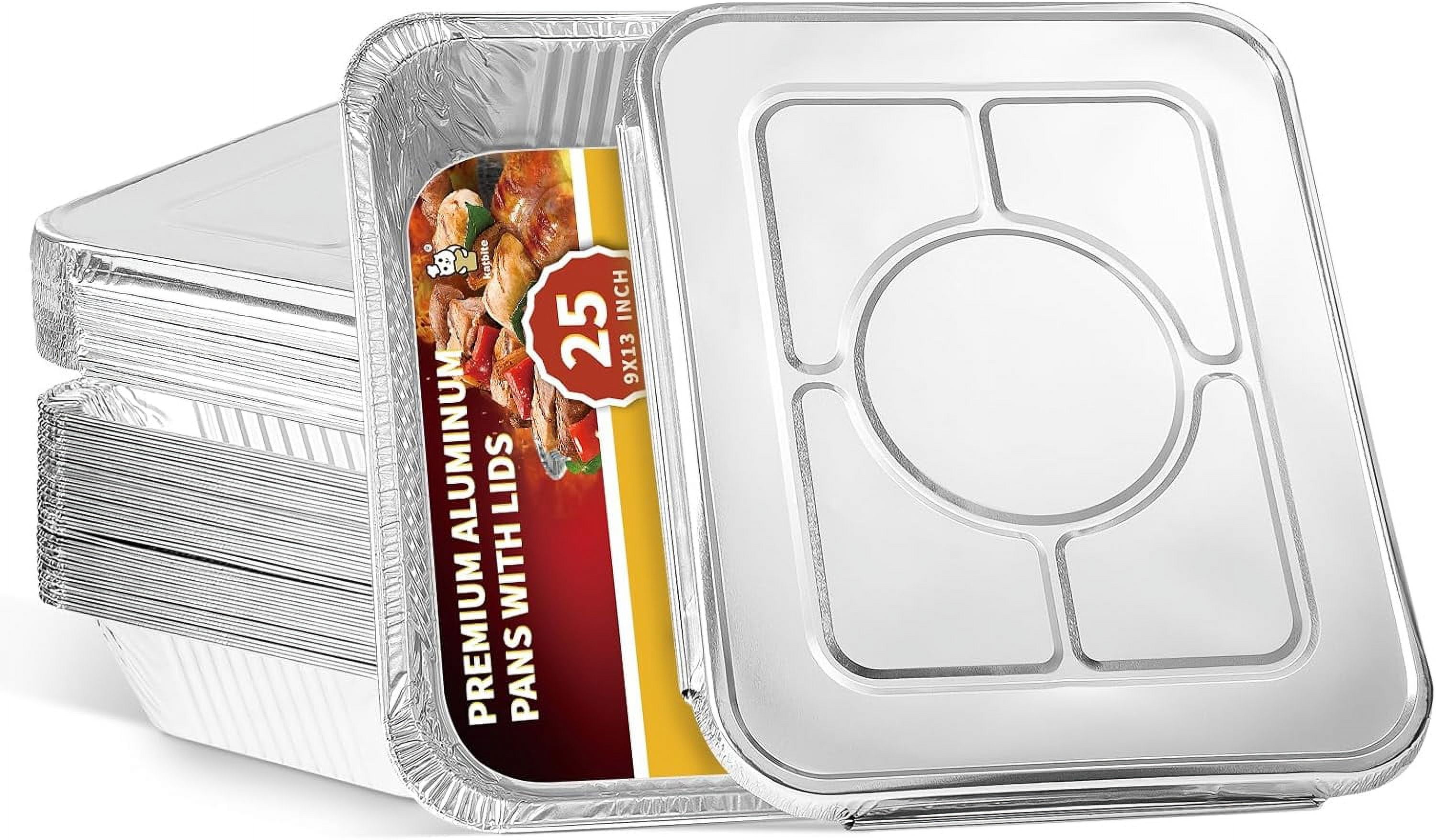 Katbite 9x13 Disposable Aluminum Foil Pans With Lids(25 Packs)Foil