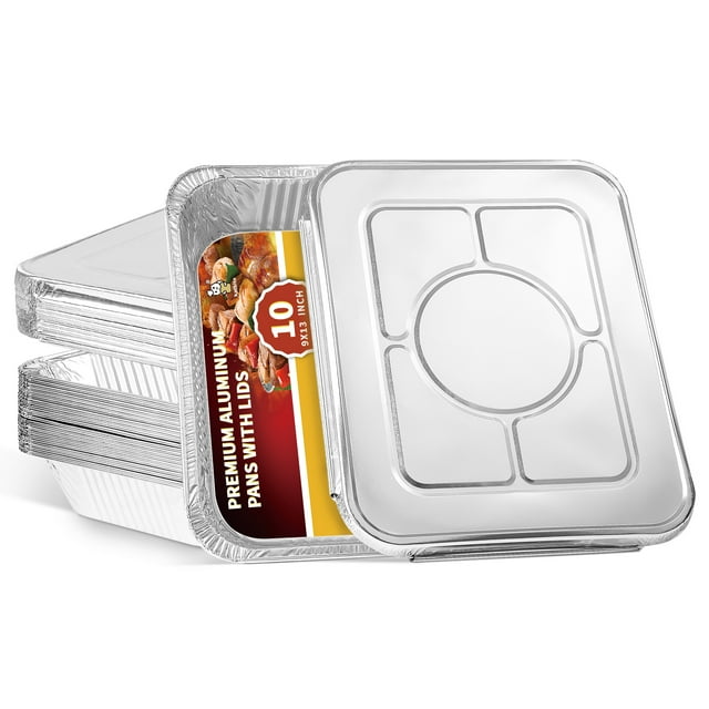 Katbite 9x13 inch (10 Packs) Disposable Aluminum Foil Pans With Lids