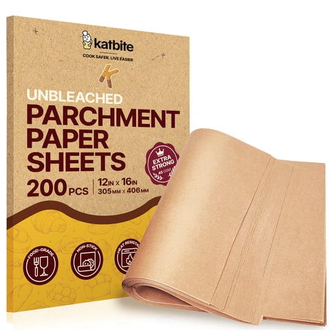 Katbite 9x13 inch 200 Pcs Heavy Duty Unbleached Parchment Paper, Brown
