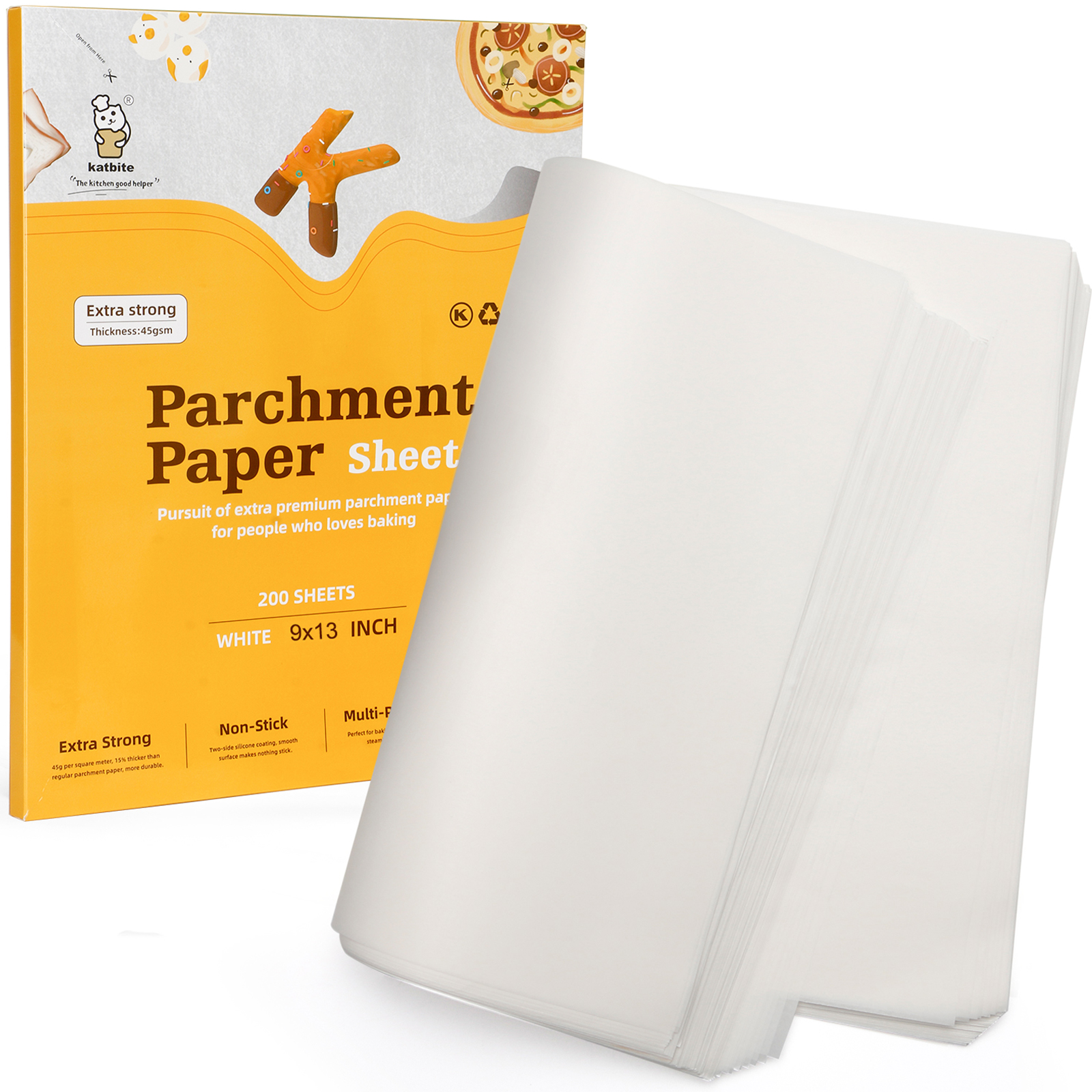 Katbite 9x13 inch Heavy Duty Nonstick Precut Parchment Paper Sheets