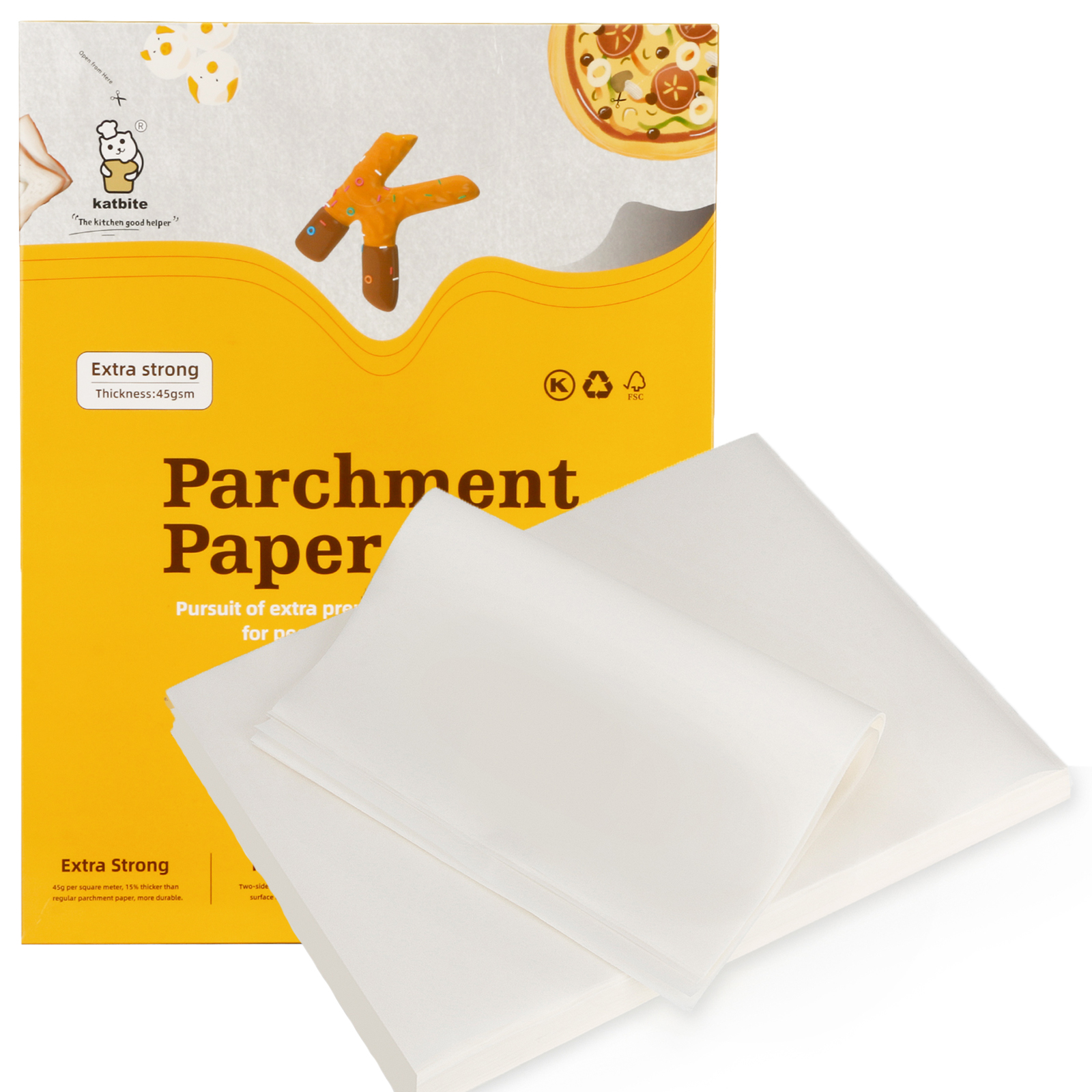 Katbite 200 Pcs 9x13 inch Heavy Duty Nonstick Precut Parchment Paper