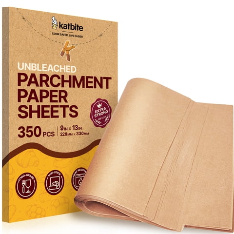 Katbite 9x13inch 350Pcs Parchment Paper Sheets,Heavy Duty Unbleached Baking Paper Non-stick Air Fryer Liners