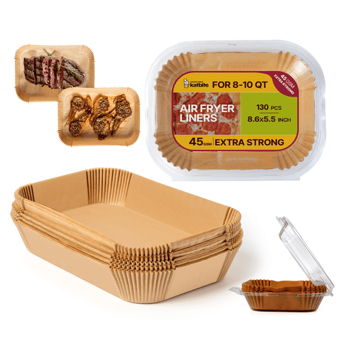 Katbite Air Fryer Liners Disposable 130PCS, 8.6x5.5'' Rectangle Liners For Air Fryer Basket