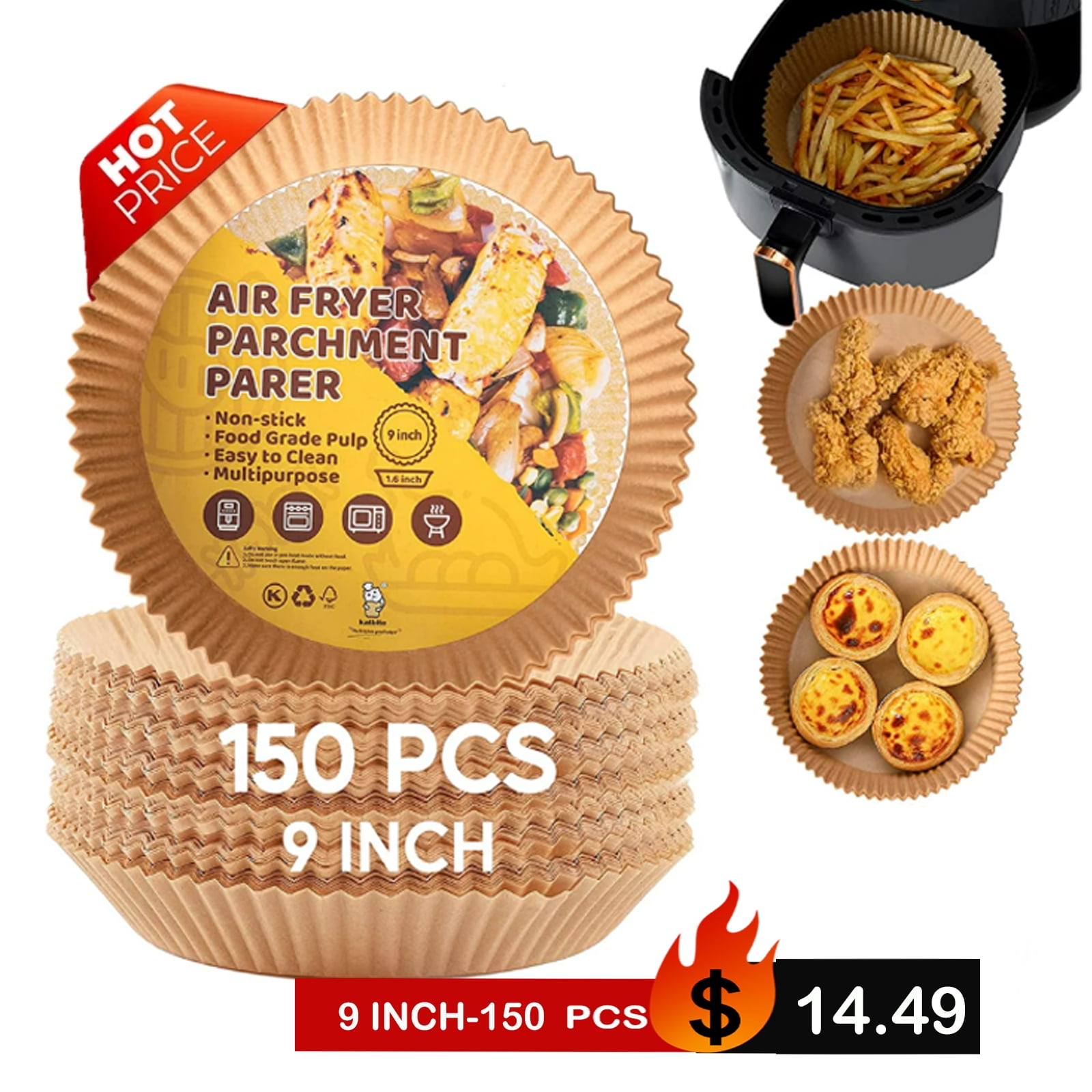 Katbite Air Fryer Liners, Non Stick Disposable Paper Liner Parchment