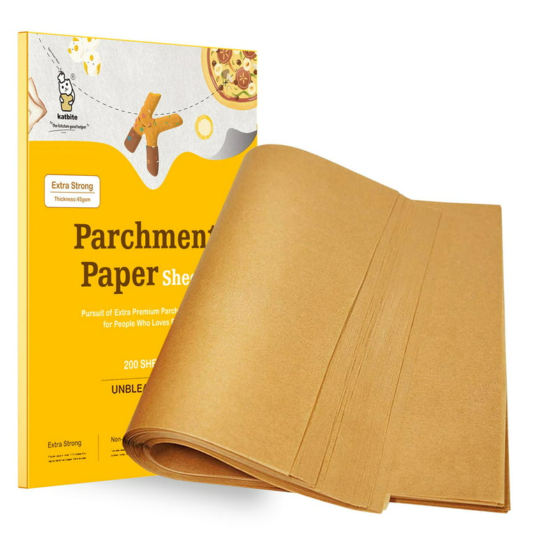 Katbite Heavy Duty Unbleached Parchment Paper, 200 Pcs, 9x13 inch,Brown