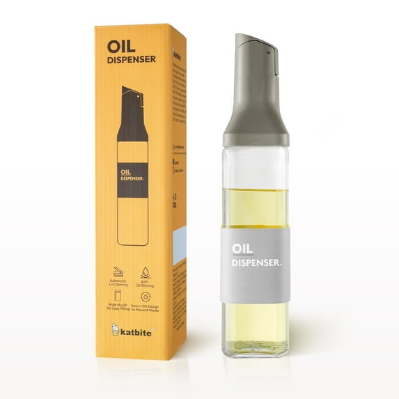 Katbite olive oil dispenser bottle, 16 oz, glass, leakproof spout, easy refill