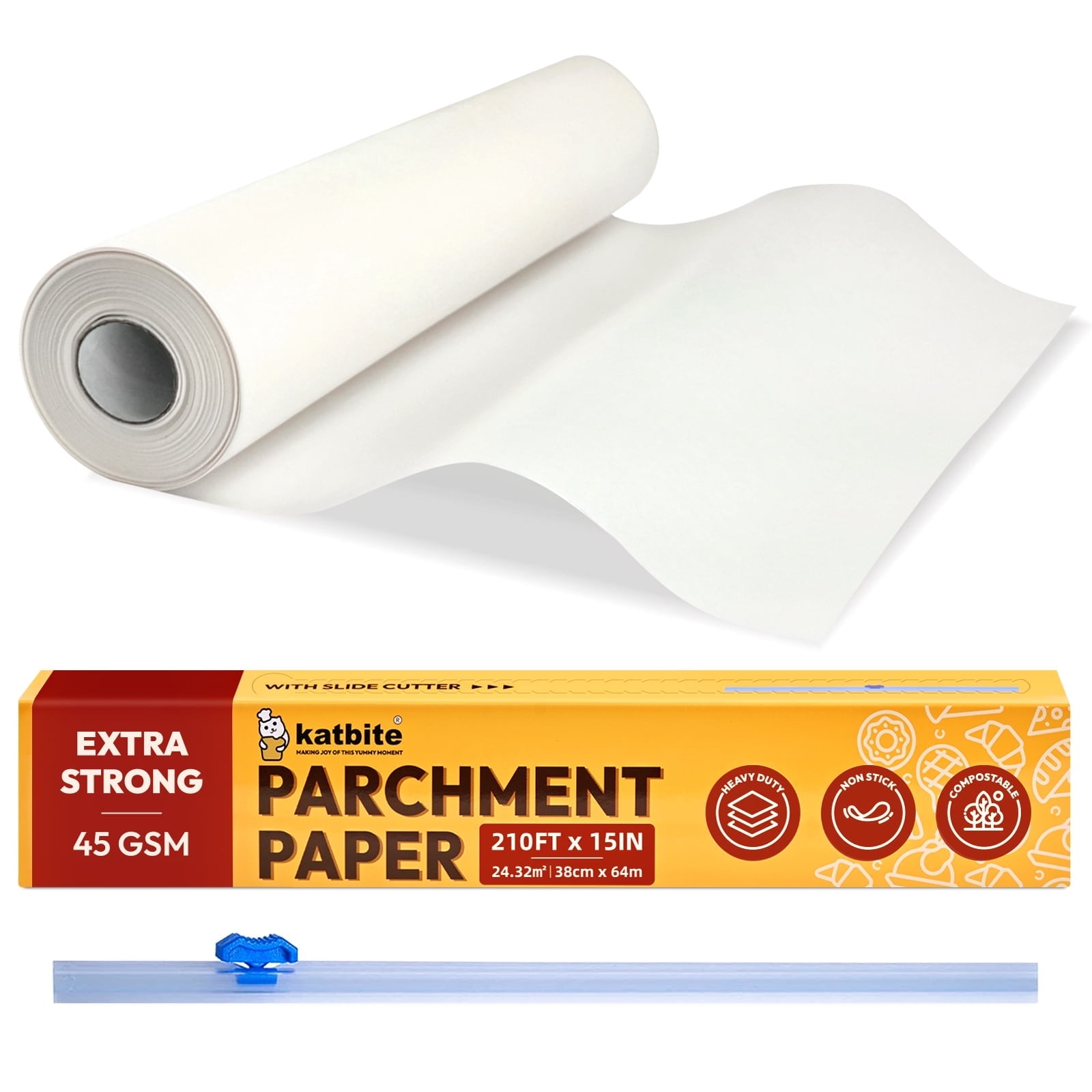 Katbite Parchment Paper Roll for Baking, 15 inch x 210 ft, Oven