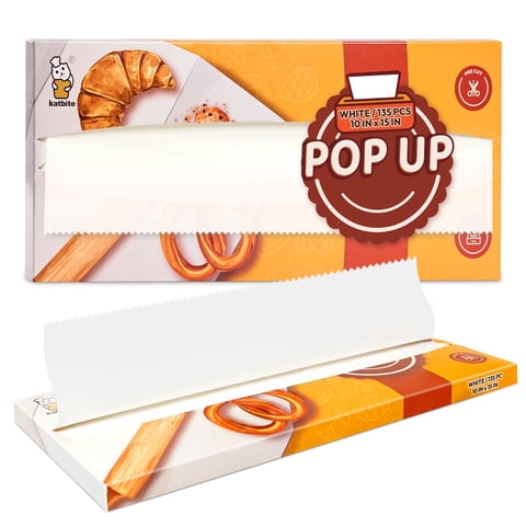 Katbite Pop-Up Parchment Paper Sheets, Heavy Duty Non-Stick Pre-Cut Parchment Paper Sheets,10x15 Inches, 135 Count